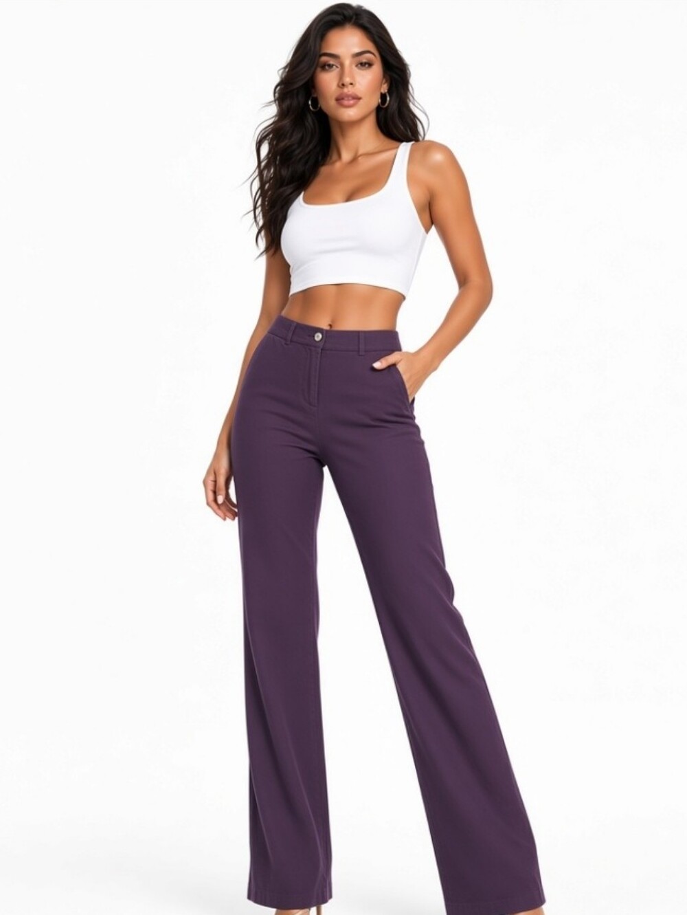 Ann Taylor Loft High-Rise Julie Boot cut Wide-Leg Pants in Deep Plum (Sz:2p)